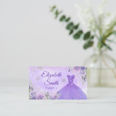 Lavender Geometric Christmas Princess Quinceañera Platzkarte (Stehend Vorderseite)