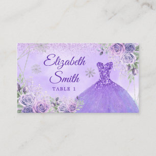 Lavender Geometric Christmas Princess Quinceañera Platzkarte