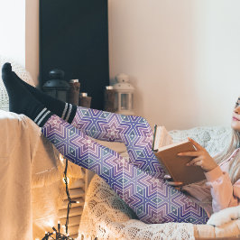 Lavender Geometric Star Maze Muster Leggings
