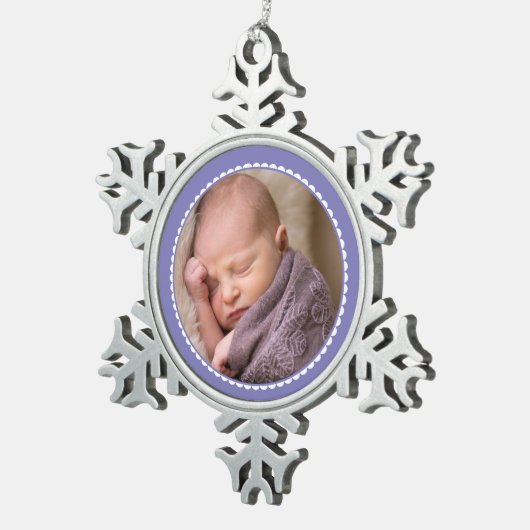 Lavender gerahmte Foto Schneeflocke Weihnachten Schneeflocken Zinn-Ornament (Rechts)