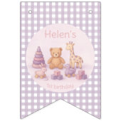 Lavender Gingham 1st Birthday Bunting Flags Wimpelkette (Zweite Fahne)