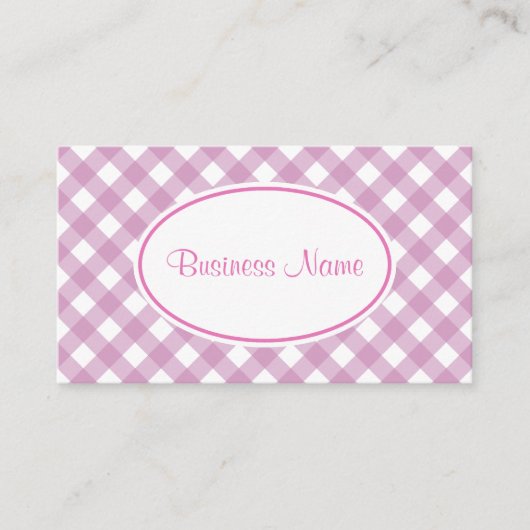 Lavender Gingham Business Card Visitenkarte (Vorderseite)