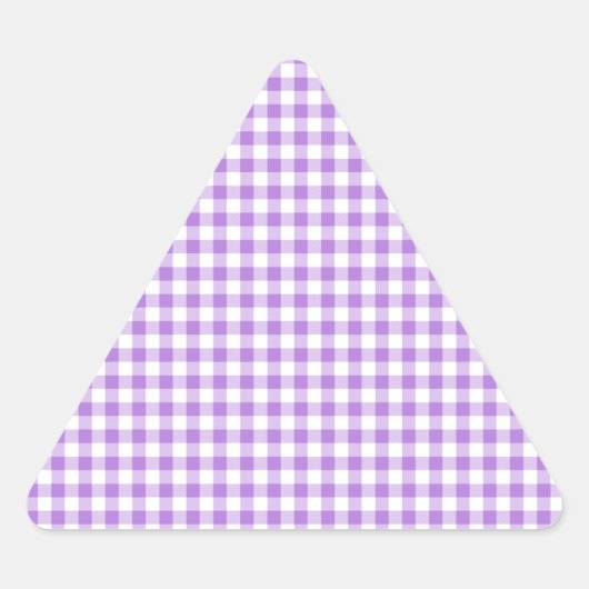 Lavender Gingham Dreieckiger Aufkleber (Vorderseite)
