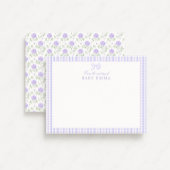 Lavender Gingham & Floral Baby Note Card Einladung