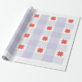 Lavender Gingham Floral Pattern Wrapping Paper Geschenkpapier (Ungerollt)