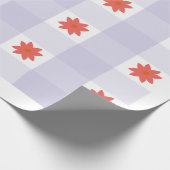 Lavender Gingham Floral Pattern Wrapping Paper Geschenkpapier (Ecke)