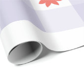 Lavender Gingham Floral Pattern Wrapping Paper Geschenkpapier (Rolleneckpunkt)