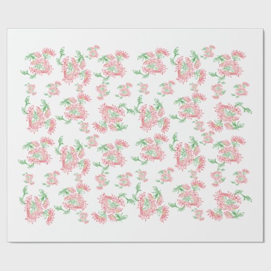 Lavender Gingham Floral Pattern Wrapping Paper Geschenkpapier (Flach)