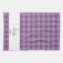 Lavender Gingham Mit Monogramm Tea Party Geschirrtuch