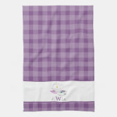 Lavender Gingham Mit Monogramm Tea Party Geschirrtuch (Vertikal)