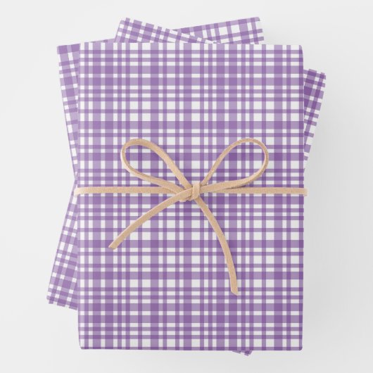 Lavender Gingham Packpapier Geschenkpapier Set (Beispiel)
