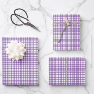 Lavender Gingham Packpapier Geschenkpapier Set