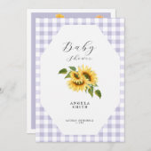 Lavender Gingham Sunflower Generic Baby Shower Einladung (Vorne/Hinten)