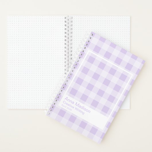 Lavender Gingham Transparent Frame Notebook Notizblock (Innen)