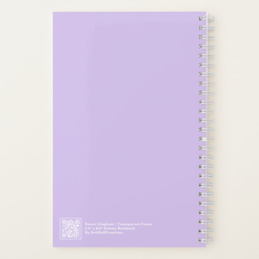 Lavender Gingham Transparent Frame Notebook Notizblock (Rückseite)