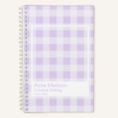 Lavender Gingham Transparent Frame Notebook Notizblock (Vorderseite)