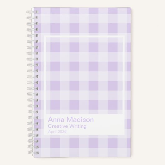 Lavender Gingham Transparent Frame Notebook Notizblock (Vorderseite)