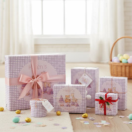 Lavender Gingham Wrapping Paper Geschenkpapier