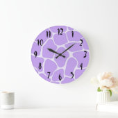 Lavender Giraffe Print Wall Clock Große Wanduhr (Zuhause)