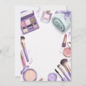 Lavender Glam Makeup Geburtstag Einladung (Rückseite)