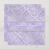 Lavender Glimmer Damask Wedite Einladung (Vorne/Hinten)