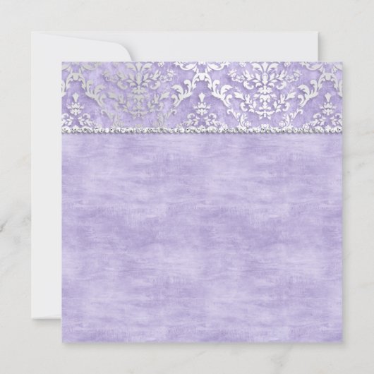 Lavender Glimmer Damask Wedite Einladung (Rückseite)