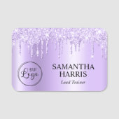 Lavender Glitter Drips Shimmer Namensschild (Vorderseite)