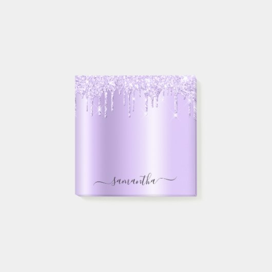 Lavender Glitter Drips Shimmer Post-it Klebezettel (Vorderseite)