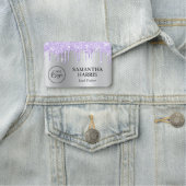 Lavender Glitter Drips Silver Shimmer Namensschild (Beispiel)