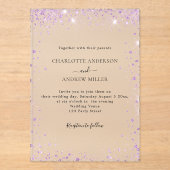 Lavender glitter evening clear wedding acryleinladungen (Vorderseite)