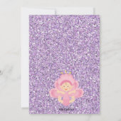 Lavender Glitzer Baby Butterfly Dusche Einladung (Rückseite)