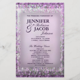 Lavender Glitzer Hochzeitsprogramm
