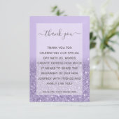 Lavender Glitzer Moderne Hochzeit Dankeskarte (Stehend Vorderseite)