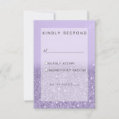 Lavender Glitzer Moderne Hochzeit RSVP Karte (Vorderseite)