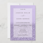 Lavender Glitzer Modernes Glam Hochzeitseinladung Einladung (Vorderseite)