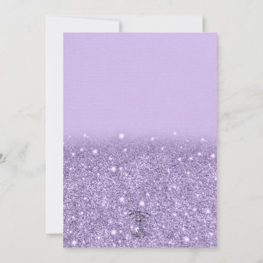 Lavender Glitzer Modernes Glam Hochzeitseinladung Einladung (Rückseite)
