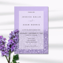 Lavender Glitzer Modernes Glam Hochzeitseinladung