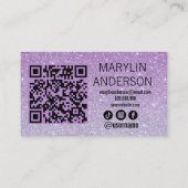 Lavender Glitzer Ombre Lash Tech QR Code Scannable Visitenkarte (Rückseite)
