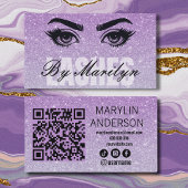 Lavender Glitzer Ombre Lash Tech QR Code Scannable Visitenkarte