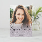 Lavender Glitzer ombre script 4 Foto Abschluss Ankündigung (Stehend Vorderseite)