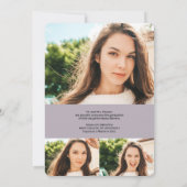 Lavender Glitzer ombre script 4 Foto Abschluss Ankündigung (Rückseite)