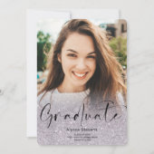 Lavender Glitzer ombre script 4 Foto Abschluss Ankündigung (Vorderseite)