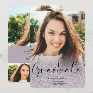 Lavender Glitzer ombre script 4 Foto Abschluss Ankündigung