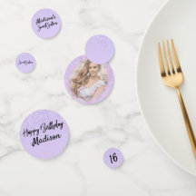 Lavender Glitzer Sweet 16 Foto Sparkle Confetti