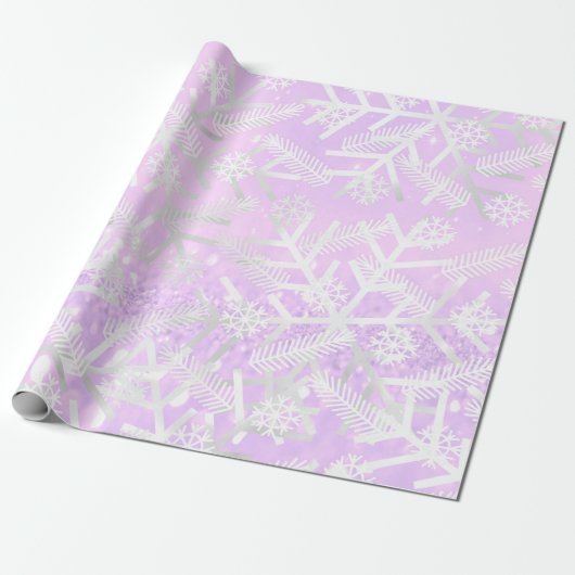 Lavender Glitzer Weihnachten Urlaub Snowflakes Fre Geschenkpapier (Ungerollt)
