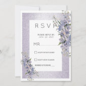 Lavender Glitzer Wildblumen Blumenhochzeit RSVP Einladung (Vorderseite)