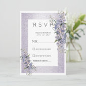Lavender Glitzer Wildblumen Blumenhochzeit RSVP Einladung (Stehend Vorderseite)