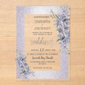 Lavender Glitzer Wildblumen Blumenzehen Acryleinladungen (Vorderseite)