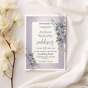 Lavender Glitzer Wildblumen Blumenzehen Einladung