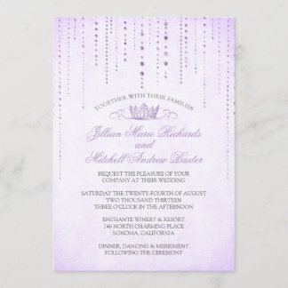 Lavender Glitzern & Crown Mairytale Wedding Einladung